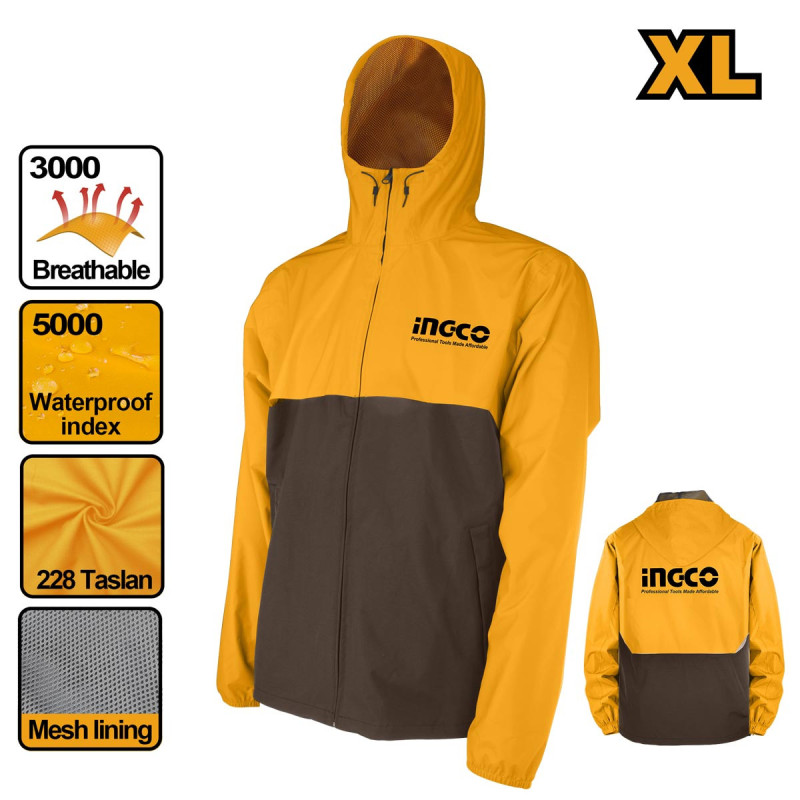 INGCO Μπουφάν Αντιανεμικό - Αδιάβροχο με Κουκούλα XL (HJATL2281.XL)