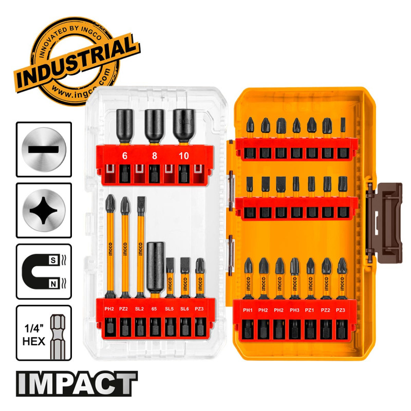 INGCO Μύτες Impact 1/4" Hex Σετ 31 τεμ. (AKDL11306)