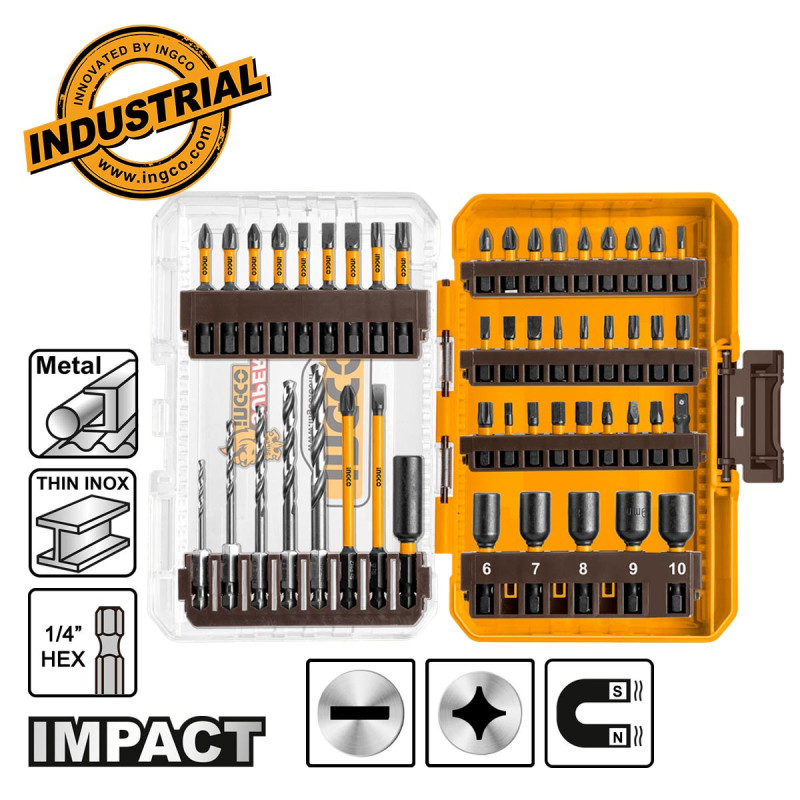 INGCO Μύτες Impact 1/4" Hex Σετ 49 τεμ. (AKDL24906)
