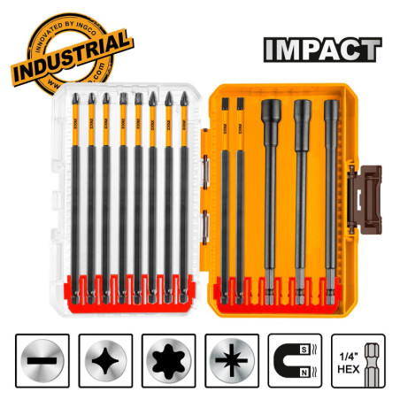 INGCO Μύτες Impact Μακρυές 1/4" Hex Σετ 13 τεμ. (AKDL01306)