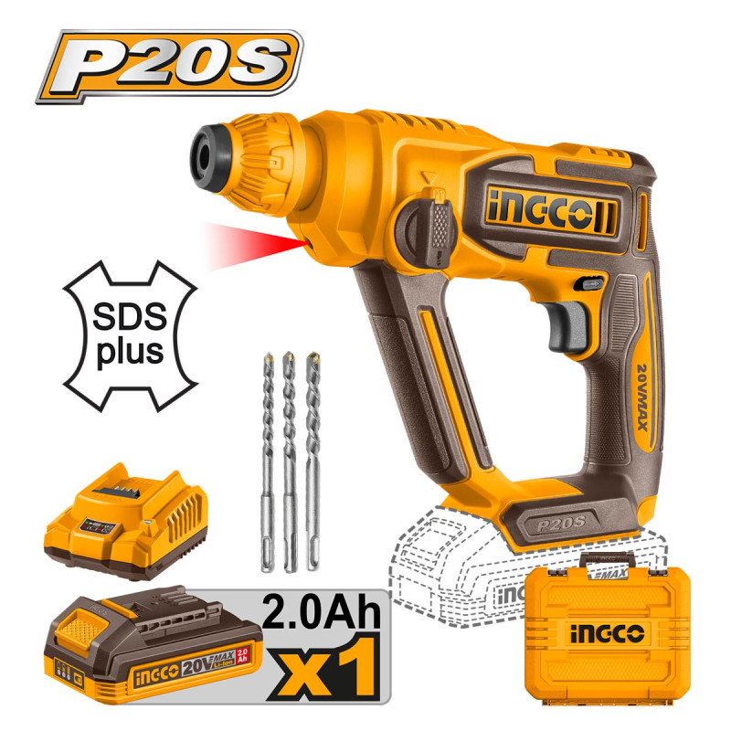 INGCO Πιστολέτο Περιστροφικό Κρουστικό Μπαταρίας 20V Li-Ion 1.5J (CRHLI201681E)