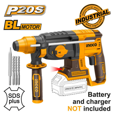 INGCO Πιστολέτο Περιστροφικό Κρουστικό Σκαπτικό Μπαταρίας 20V Li-Ion SOLO 2.5J (CRHLI20228)