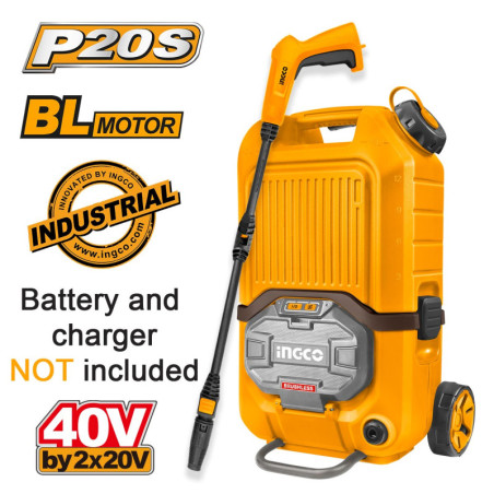INGCO Πλυστικό Μηχάνημα Υψηλής Πίεσης Μπαταρίας 2x20V Li-Ion SOLO (CPWLI4006)