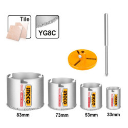 INGCO Ποτηροτρύπανα Μπετού - Τούβλου Σετ 6 τεμ 33-83mm (HSB4061)