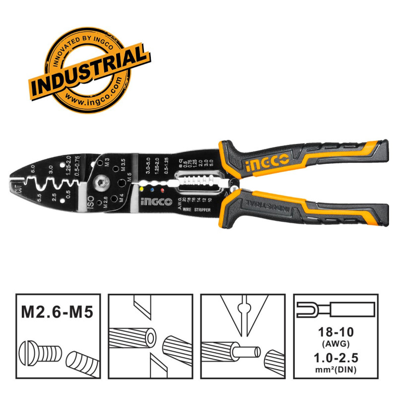 INGCO Πρέσα Ακροδεκτών - Απογυμνωτής Καλωδίων 254mm (HWSP101)