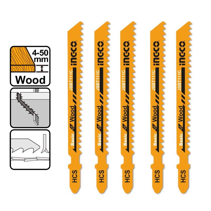 INGCO Πριονόλαμες Σέγας Ξύλου 5 τεμ. 100mm (JSBT111C)