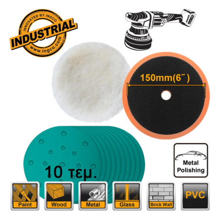 INGCO Σετ Γυαλίσματος  Αλοιφαδόρου Φ150mm για APLI2015 (APG15012)