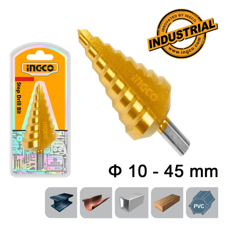 INGCO Τρυπάνι Κωνικό με Διαβάθμιση 10-45 mm (AKSDS10453)