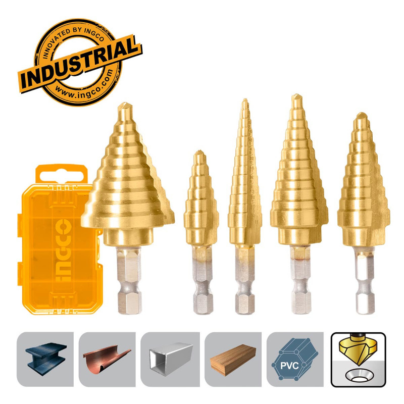 INGCO Τρυπάνια Κώνικα με 1/4" και 5/16"  Σετ 5 τεμ. (AKSDS2051)