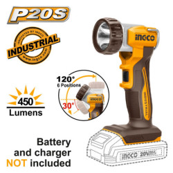 INGCO Φακός Εργασίας Μπαταρίας 20V Li-Ion SOLO 450 lumen (CWLI2058)