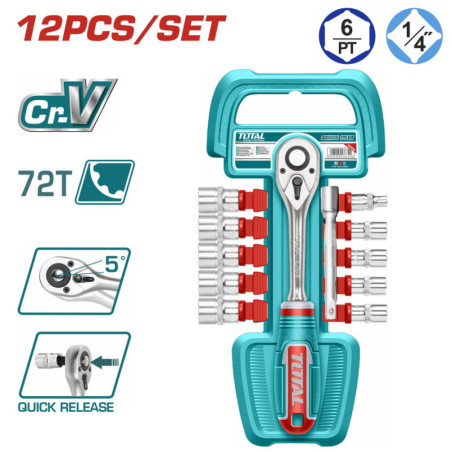 TOTAL ΕΠΑΓΓ. ΣΕΤ ΚΑΣΤΑΝΙΑ 1/4" ΜΕ ΚΑΡΥΔΑΚΙΑ 12ΤΕΜ (THT14114126)