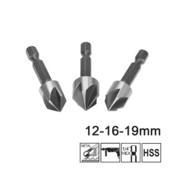 INGCO Φρέζες Μετάλλου 12-16-19mm Σετ 3 τεμ. (DBCS0031)
