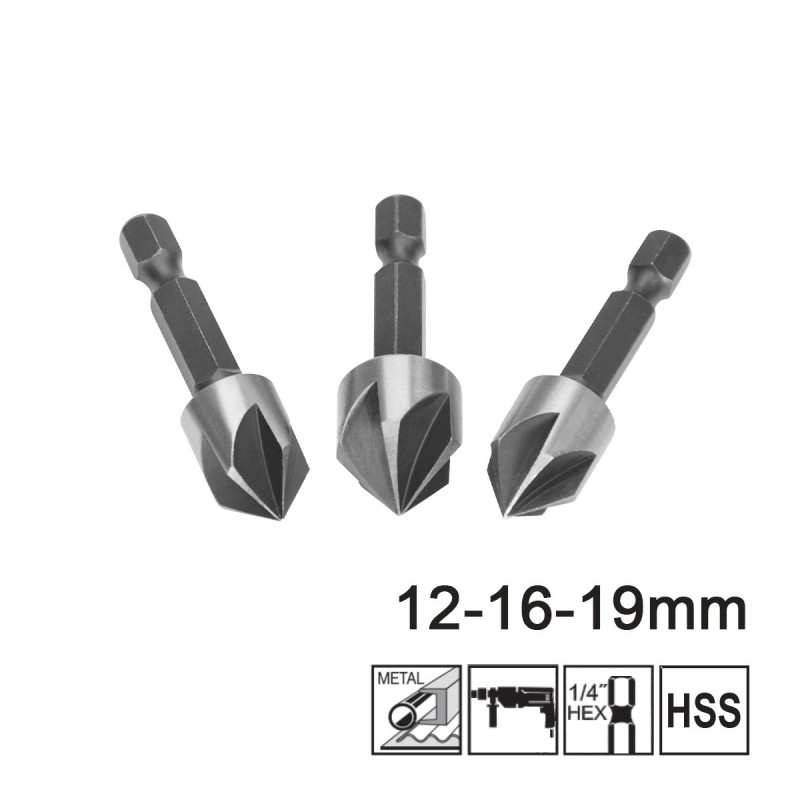 INGCO Φρέζες Μετάλλου 12-16-19mm Σετ 3 τεμ. (DBCS0031)