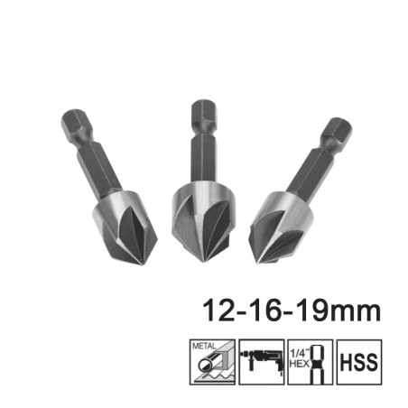 INGCO Φρέζες Μετάλλου 12-16-19mm Σετ 3 τεμ. (DBCS0031)