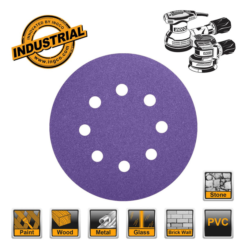 INGCO Φύλλα Λείανσης Τριβείου Φ 125mm Σετ 10 τεμ. (AKRS125101)