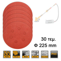 INGCO Φύλλα Λείανσης Τριβείου Φ 225mm Σετ 30 τεμ. για DWS….. (AKRS225030)