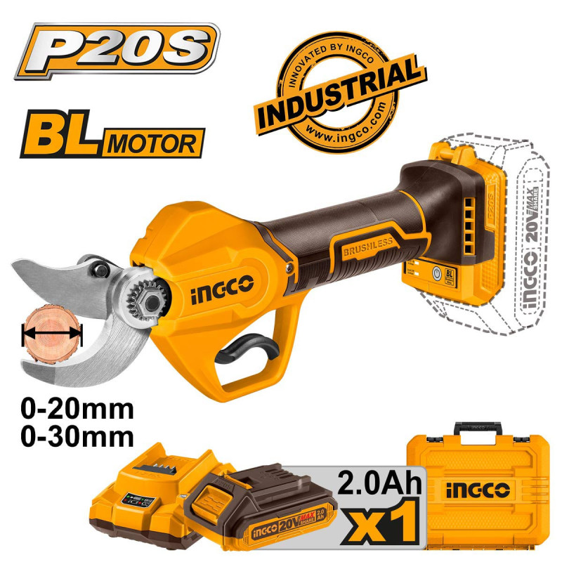 INGCO Ψαλίδι Κλαδέματος Μπαταρίας 20V Li-Ion (CSSLI203083)