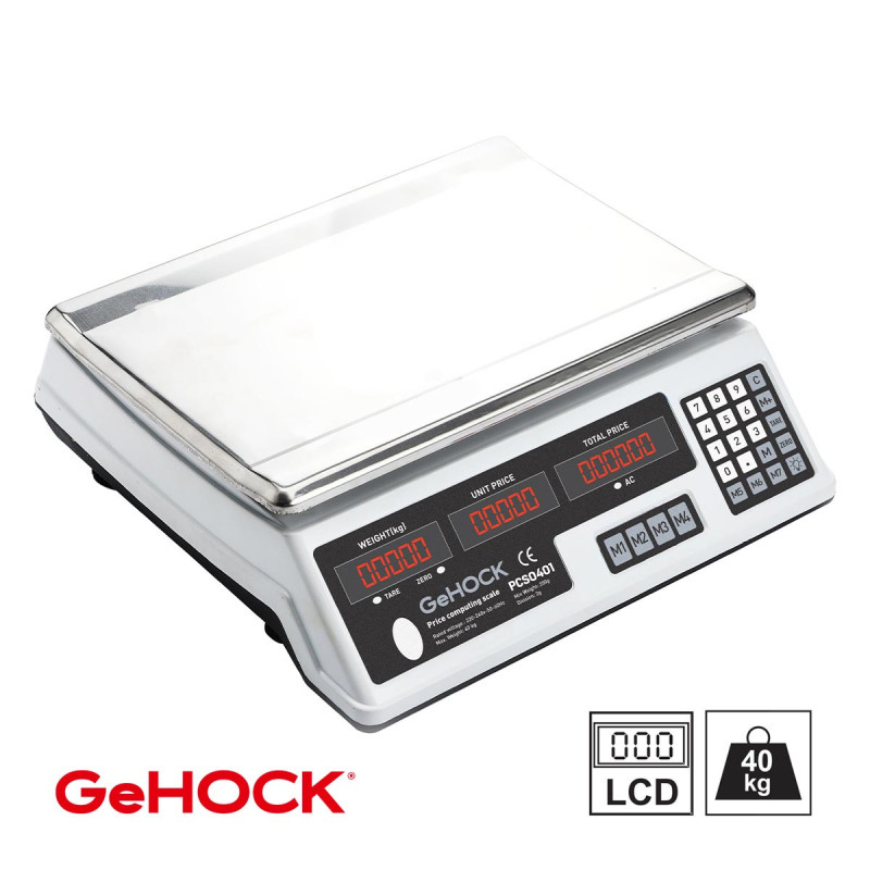 GeHOCK Ψηφιακή Επιτραπέζια Ζυγαριά έως 40kg Λευκή GeHOCK (PCS0401)