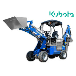 Μίνι σπαστός τροχοφόρος φορτωτής με εκσκαφέα 4×4 4WD | Περιστρεφόμενη θέση χειριστή 180° με ενσωματωμένα joysticks| Kubota| BLD2300
