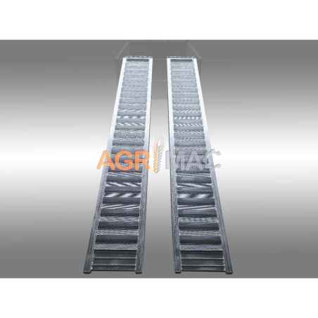 2 Ράμπες αλουμινίου μήκους 3500mm για λαστιχοφόρο ή ερπυστριοφόρο μηχάνημα απόβαρου 5000kg
