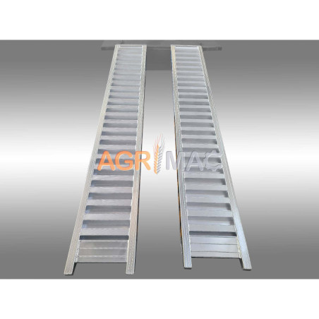 2 Ράμπες αλουμινίου μήκους 2000mm για λαστιχοφόρο ή ερπυστριοφόρο μηχάνημα απόβαρου 2000kg