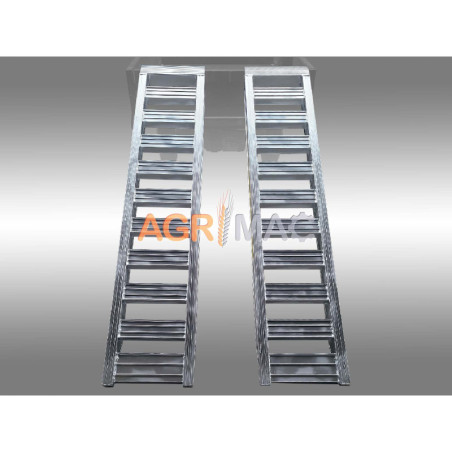 2 Ράμπες αλουμινίου μήκους 1600mm για λαστιχοφόρο ή ερπυστριοφόρο μηχάνημα απόβαρου 1000kg