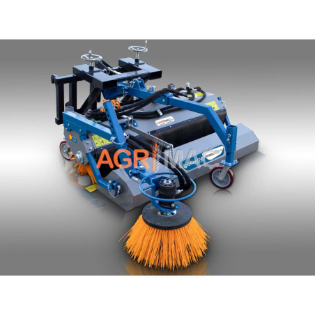 Υδραυλική σκούπα καθαρισμού διπλής ζεύξης με επιπλέον πλάγια βούρτσα επαναφοράς και κάδο HYGIEIA H225-P